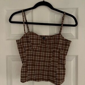 Brown Plaid Women's Top